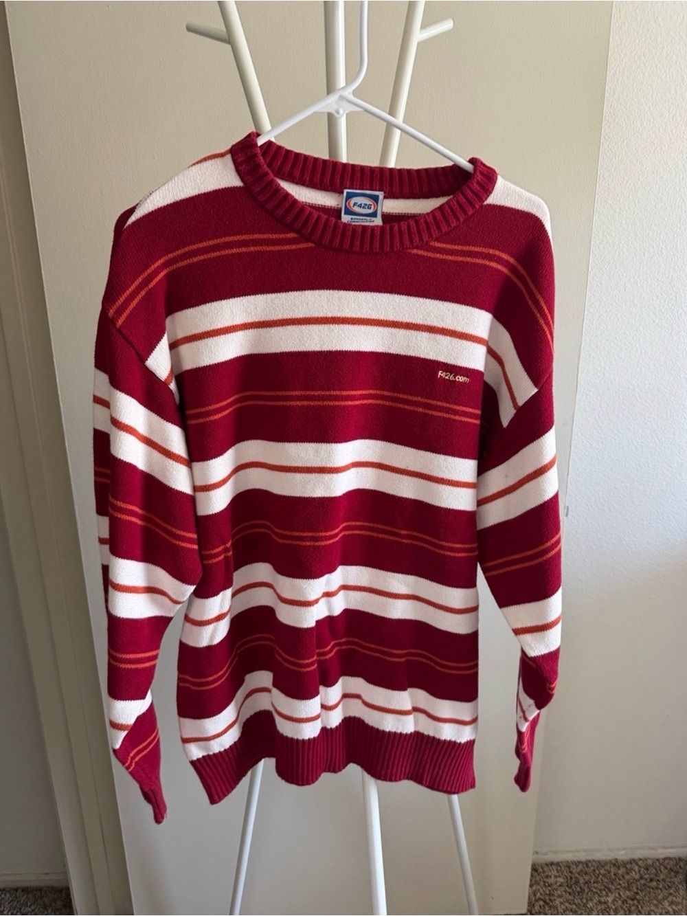 Faze Red & White Striped Crewneck Sweater